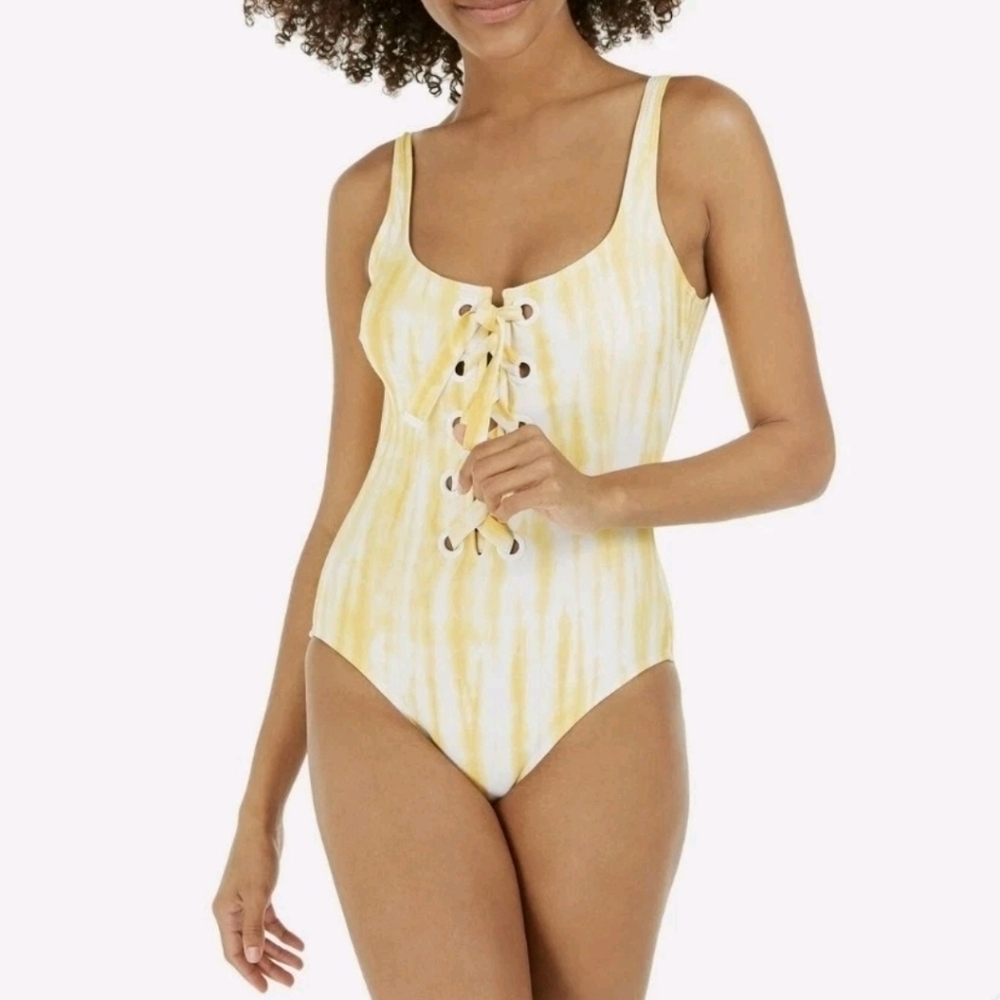 MICHAEL Michael Kors Women's Tie-Dye Lace-Up One-Piece Swimsuit Size 12